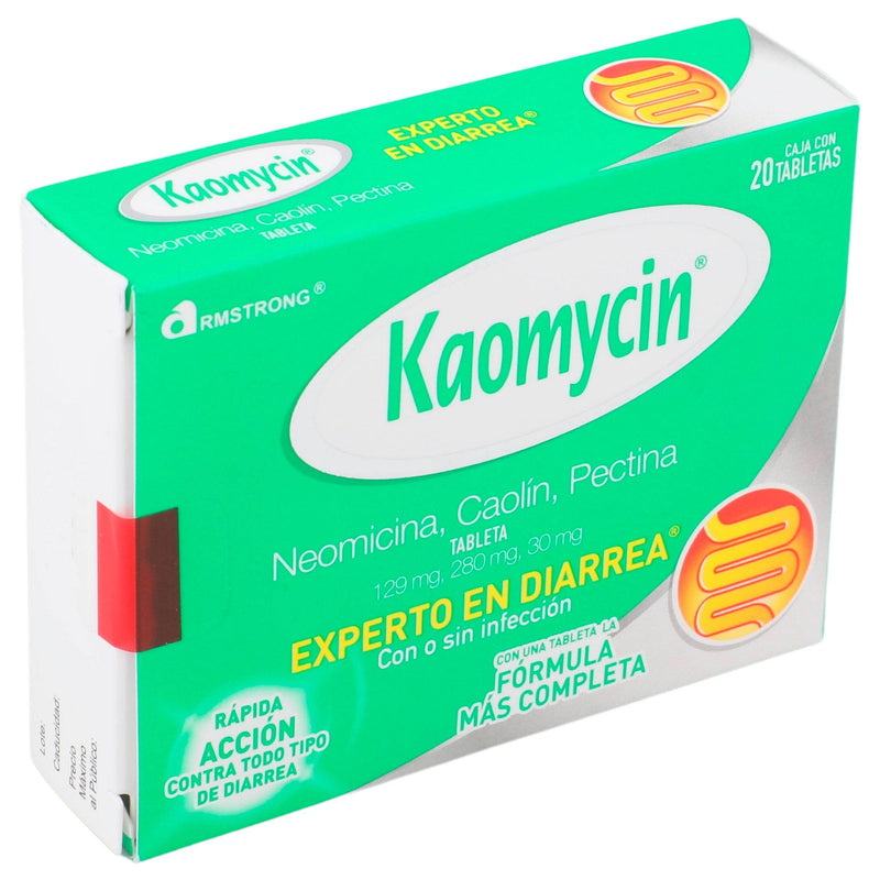 Kaomycin 129Mg/280Mg/30Mg Con 20 Tabletas (Neomicina/Caolin/Pectina) - WeCare Pharma