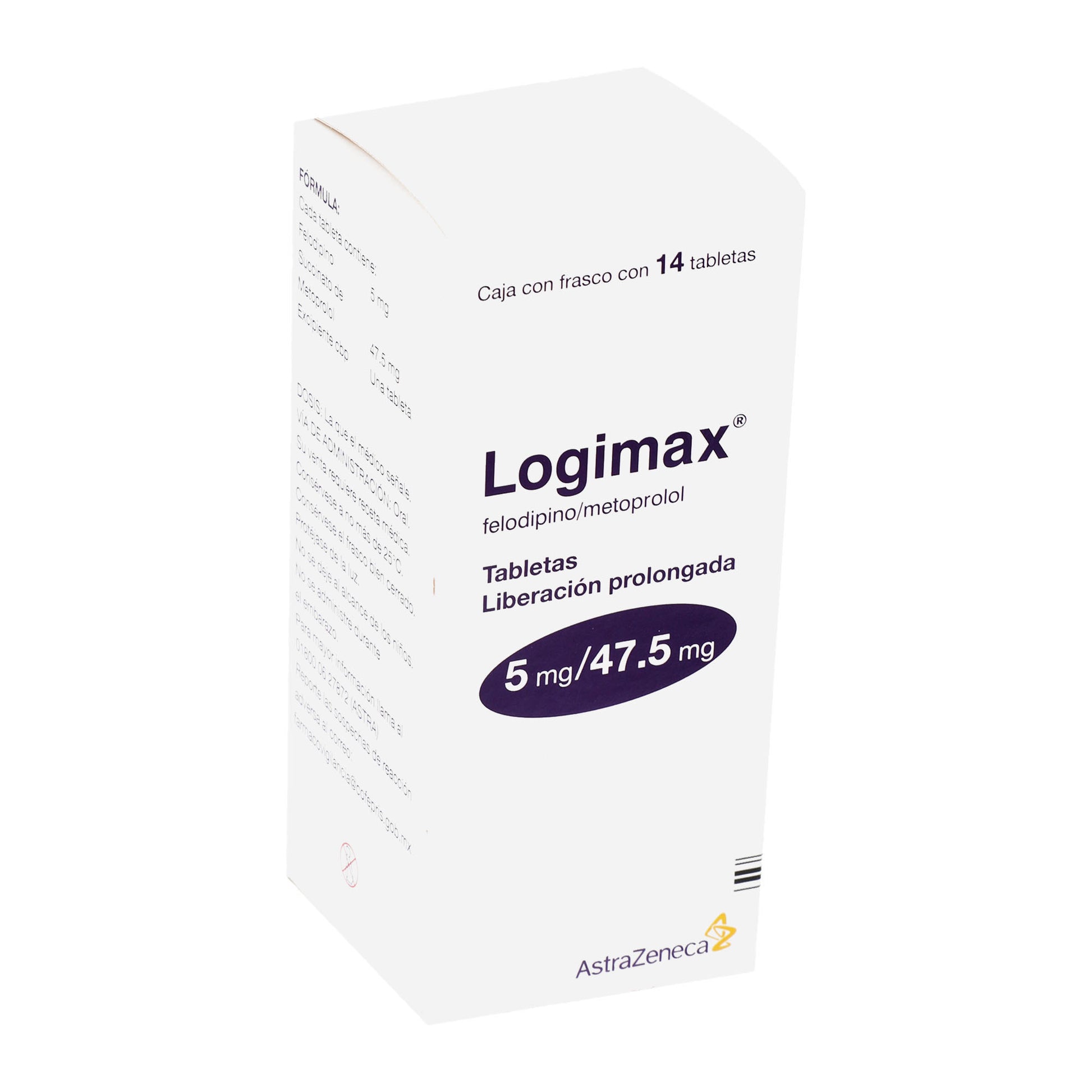 Logimax 5Mg/47.5Mg Con 14 Tabletas (Felodipino/Metoprolol) 2 - 7501098610872