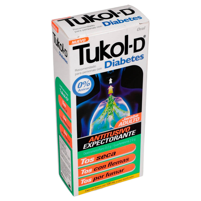 Tukol-D Diabetes (Dextrometorfano/Guaifrenesina) 0.2G/2G Frasco Con 120Ml - WeCare Pharma