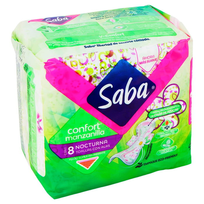 Toallas Femeninas Saba Confort Nocturna Con Alas Con 8 - WeCare Pharma