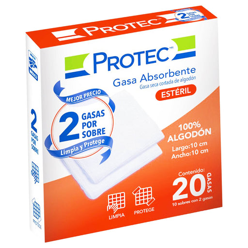 Gasa Estéril Protec 10X10Cm Con 20 - WeCare Pharma