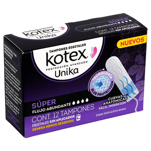 Tampones Kotex Unika Super Flujo Abundante Con 12 - WeCare Pharma