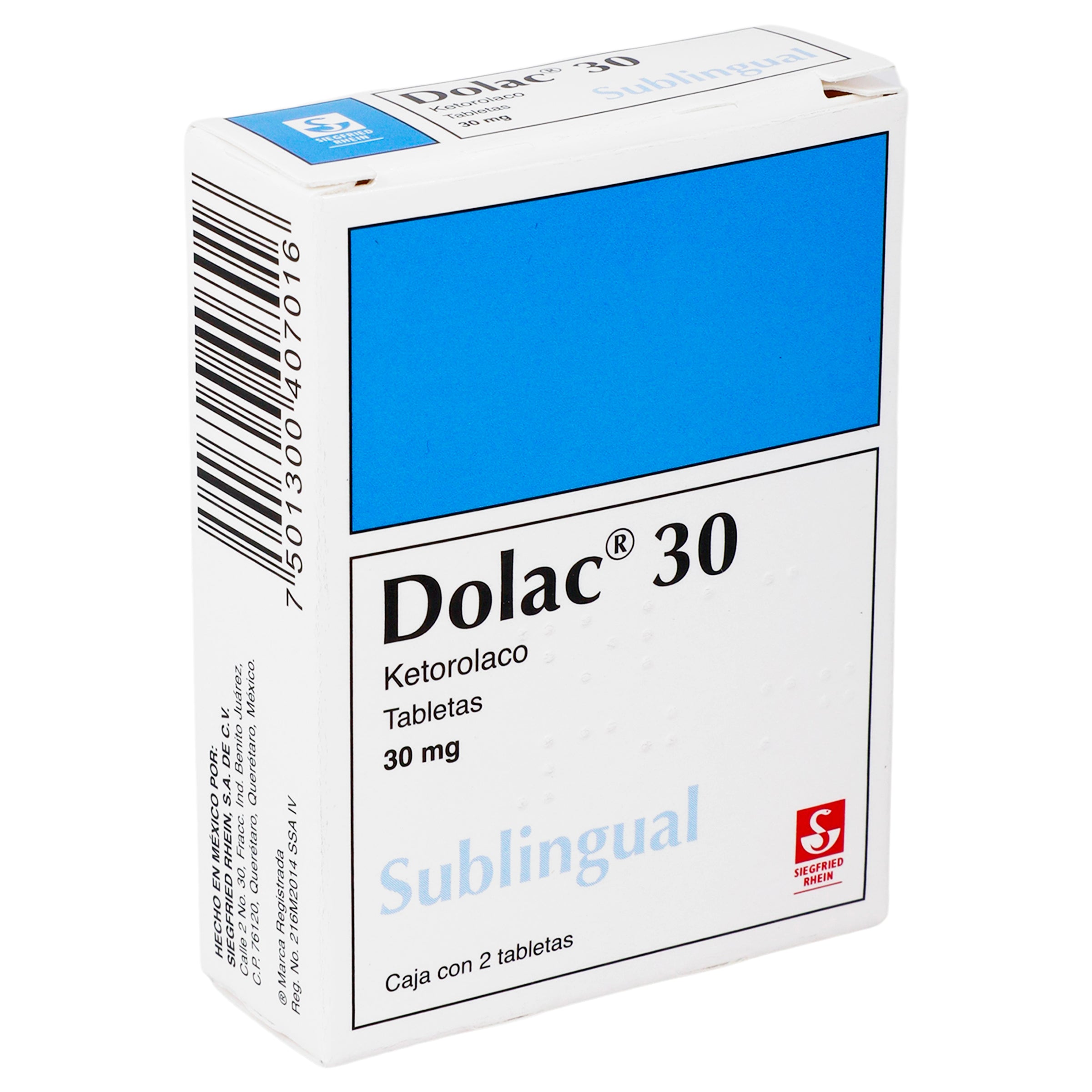 Dolac Sl 30Mg Con 2 Tabletas (Ketorolaco) 2 - 7501300407016