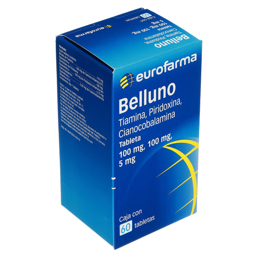 Belluno 100Mg/100Mg/5Mg Con 60 Tabletas (Tiamina/Piridoxina/Cianocobalamina) 2 - 7891317030520