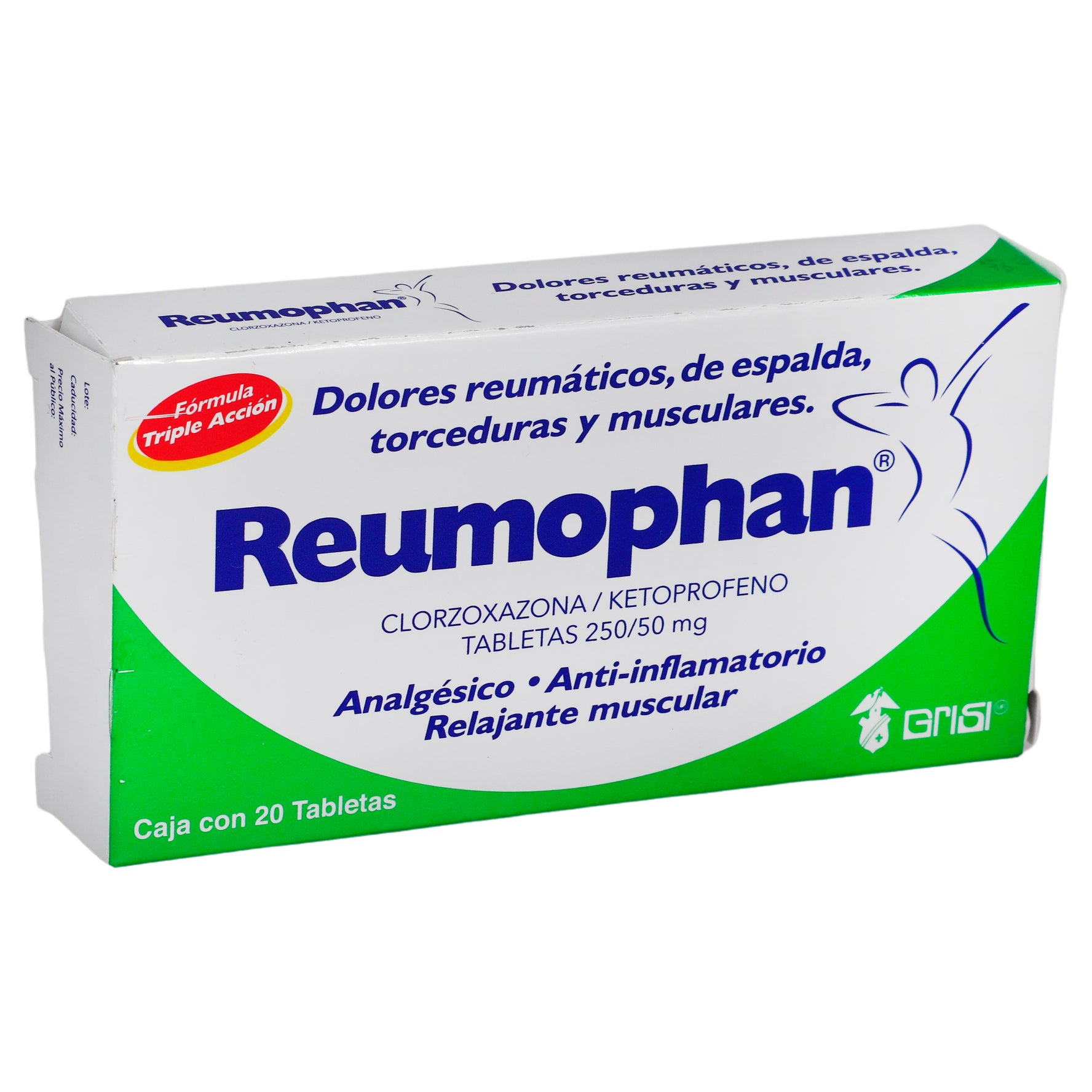 Reumophan 250Mg/50Mg Con 20 Tabletas (Clorzoxazona/Ketoprofeno) 2 - 7501022101155