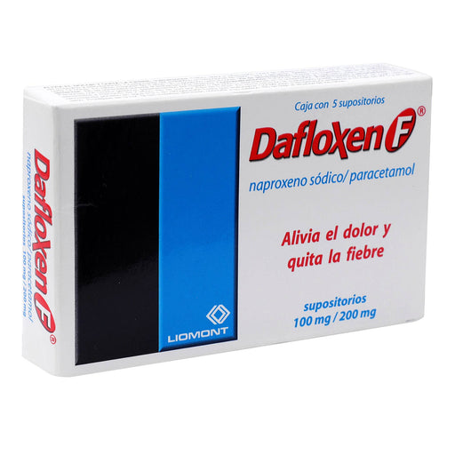 Dafloxen F Supositorio 100Mg/200Mg Con 5 (Naproxeno/Paracetamol) - WeCare Pharma