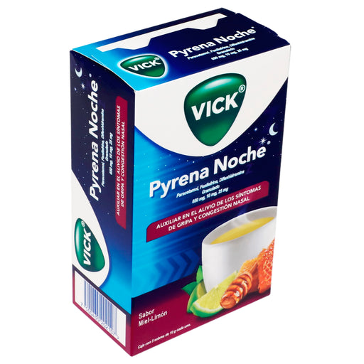 Vick Pyrena Noche Sobres 650Mg/10Mg/25Mg 10G Con 5 (Paracetamol/Fenilefrina/Difenhidramina) 2 - 7500435202107