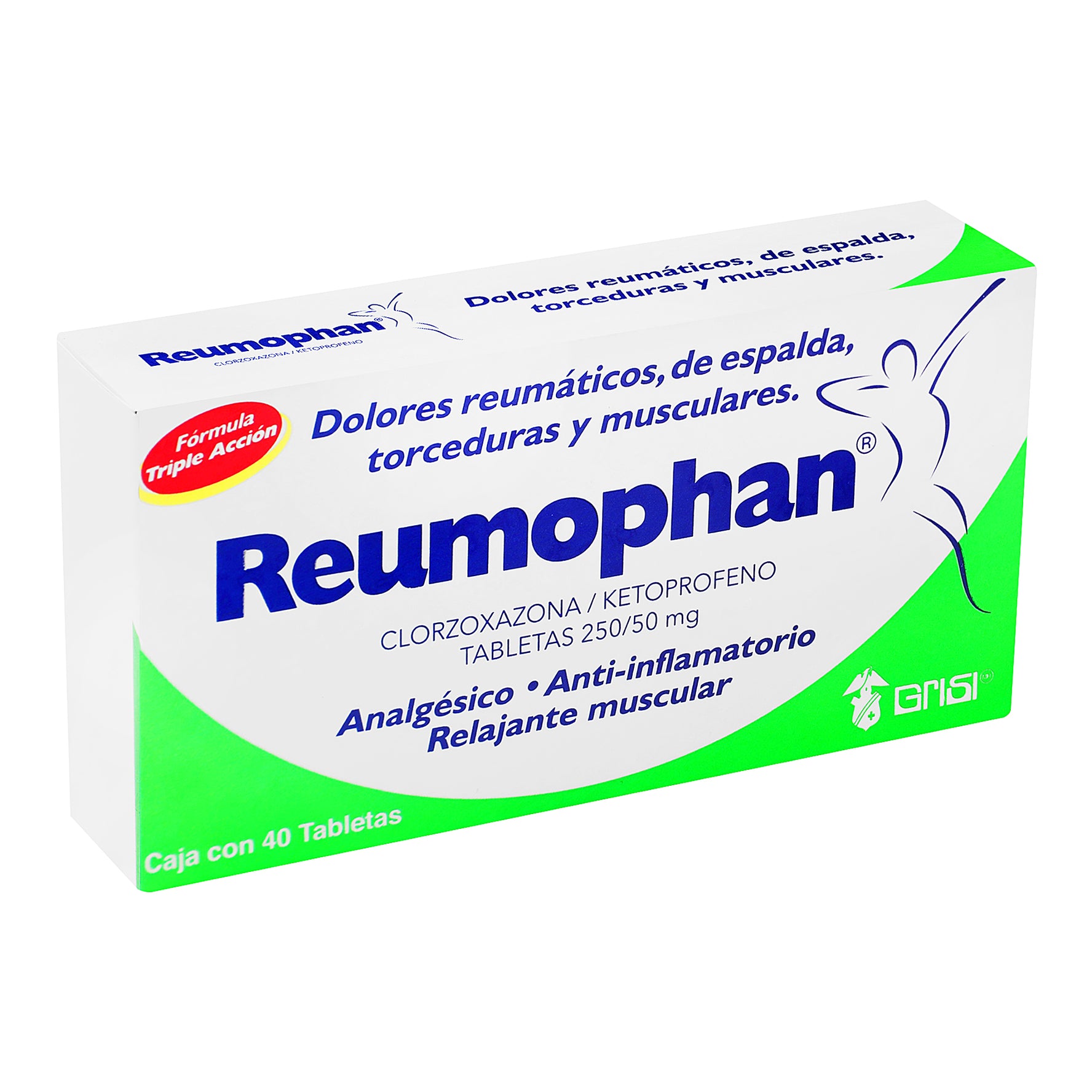 Reumophan 250Mg/50Mg Con 40 Tabletas (Clorzoxazona/Ketoprofeno) 2 - 7501022101193