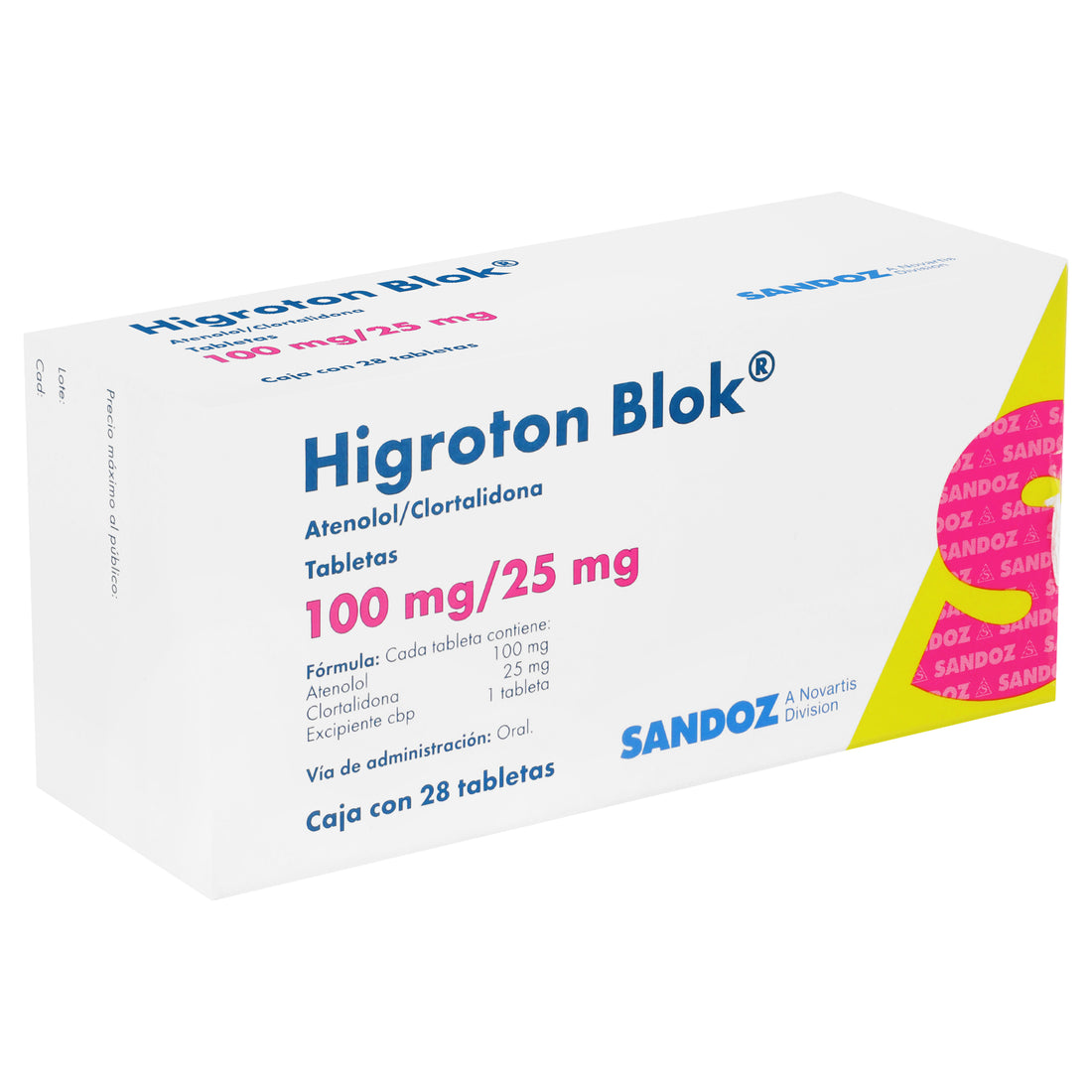 Higroton Blok 100Mg/25Mg Con 28 Tabletas (Atenolol/Clortalidona) 2 - 7502216930551