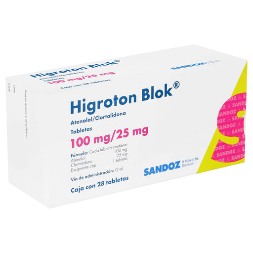 Higroton Blok 100Mg/25Mg Con 28 Tabletas (Atenolol/Clortalidona) - WeCare Pharma