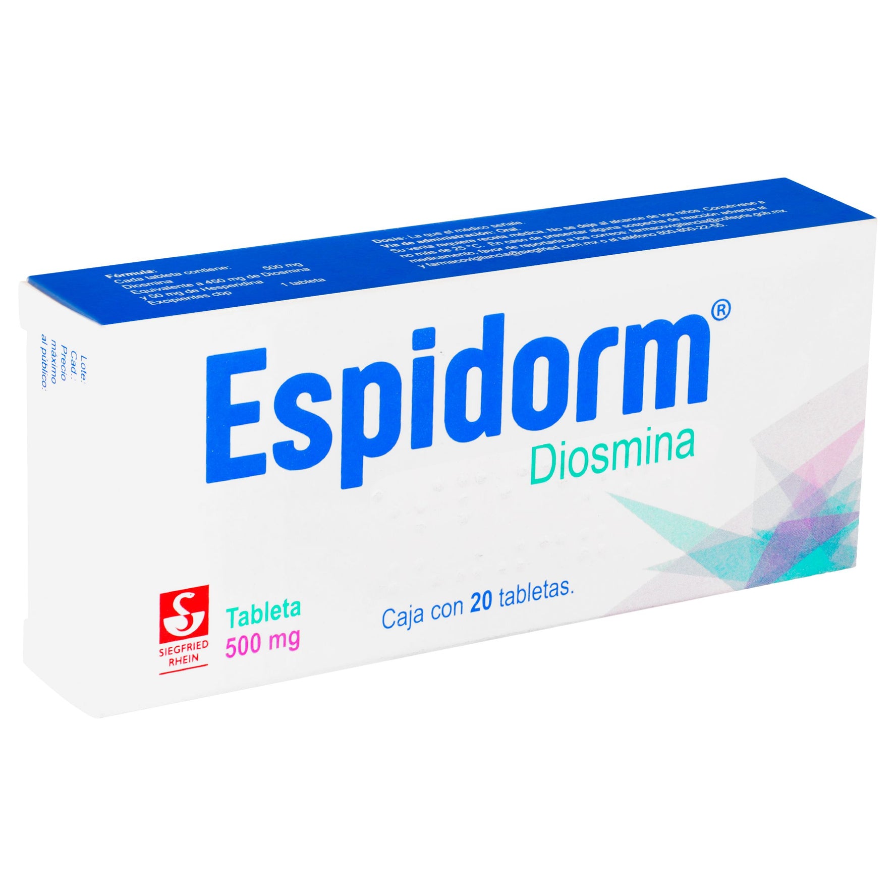 Espidorm 500Mg Con 20 Tabletas (Diosmina) 2 - 7501300421159