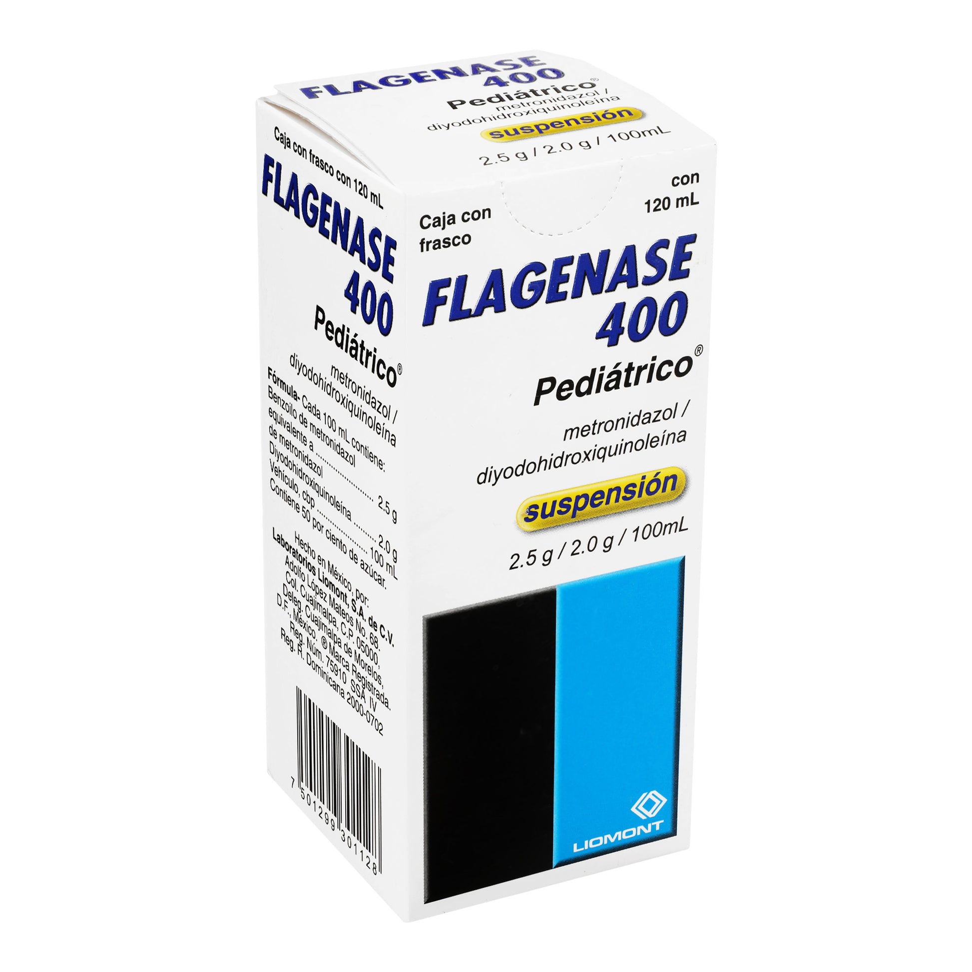 Flagenase 400 Suspensión 400Mg 120Ml (Metronidazol/Diyodohidroxiquinoleina) 2 - 7501299301128