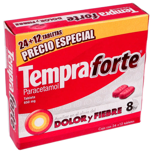Tempra Forte 650Mg Con 24+12 Tabletas (Paracetamol) - WeCare Pharma