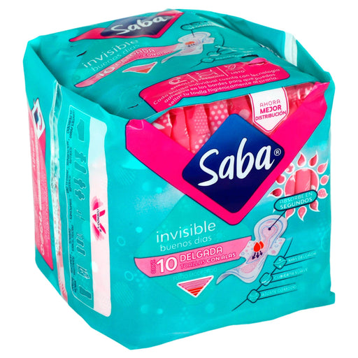 Toallas Saba Invisible Delgada Con Alas Con 10 - WeCare Pharma
