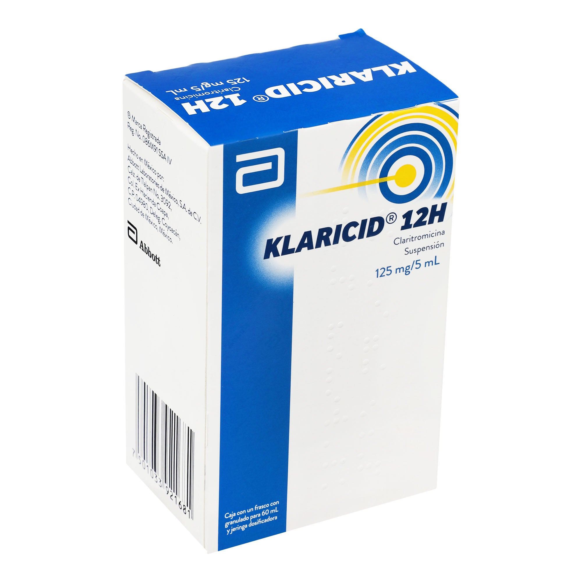 Klaricid 12H Suspensión 125Mg/5Ml 60Ml (Claritromicina) 2 - 7501033921681