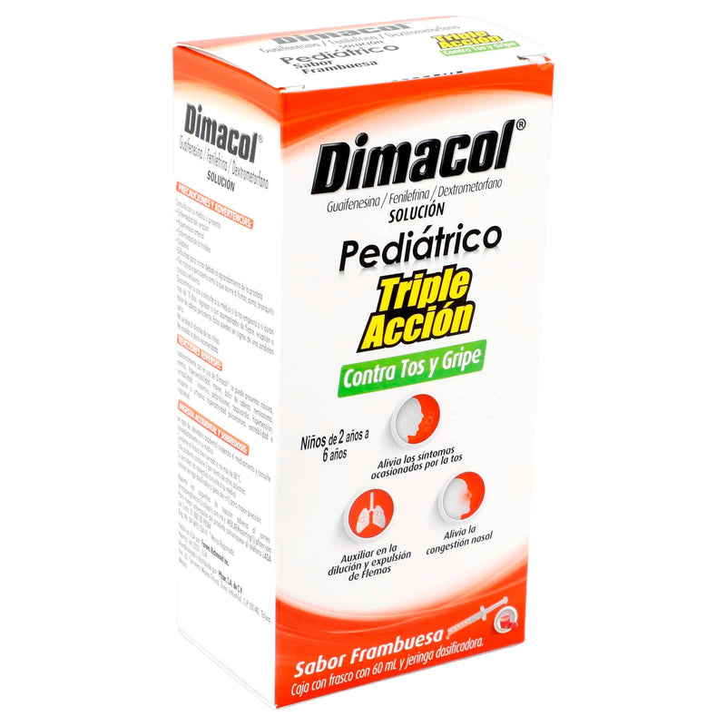 Dimacol Ped Solución 2G/100Mg/200Mg/100Ml 60Ml (Guaifesina/Fenilefrina/Dextrometorfano) - WeCare Pharma