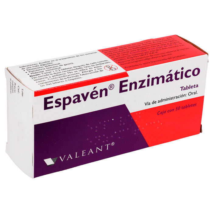 Espaven Enzimatico 130Mg/50Mg Con 50 Tabletas (Dimeticona/Aspegilius/Bilis Bovina/Celulasa) 2 - 7501122963028