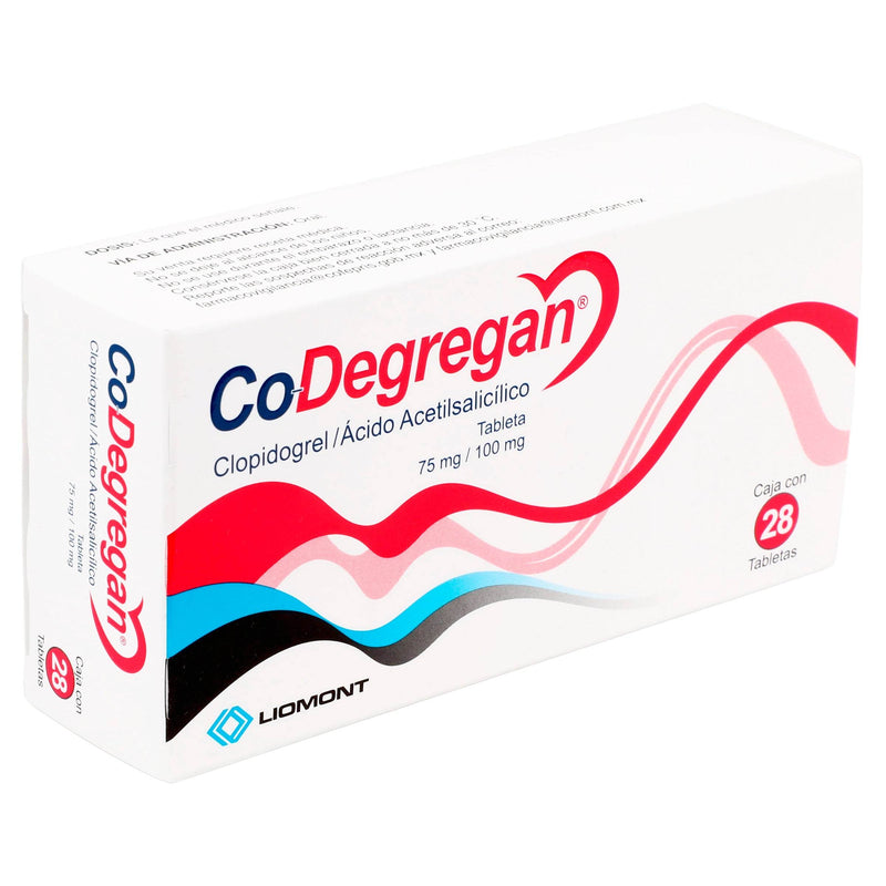 Co-Degregan 75Mg/100Mg Con 28 Tabletas (Clopidogrel/Acido Acetilsalicilico) - WeCare Pharma