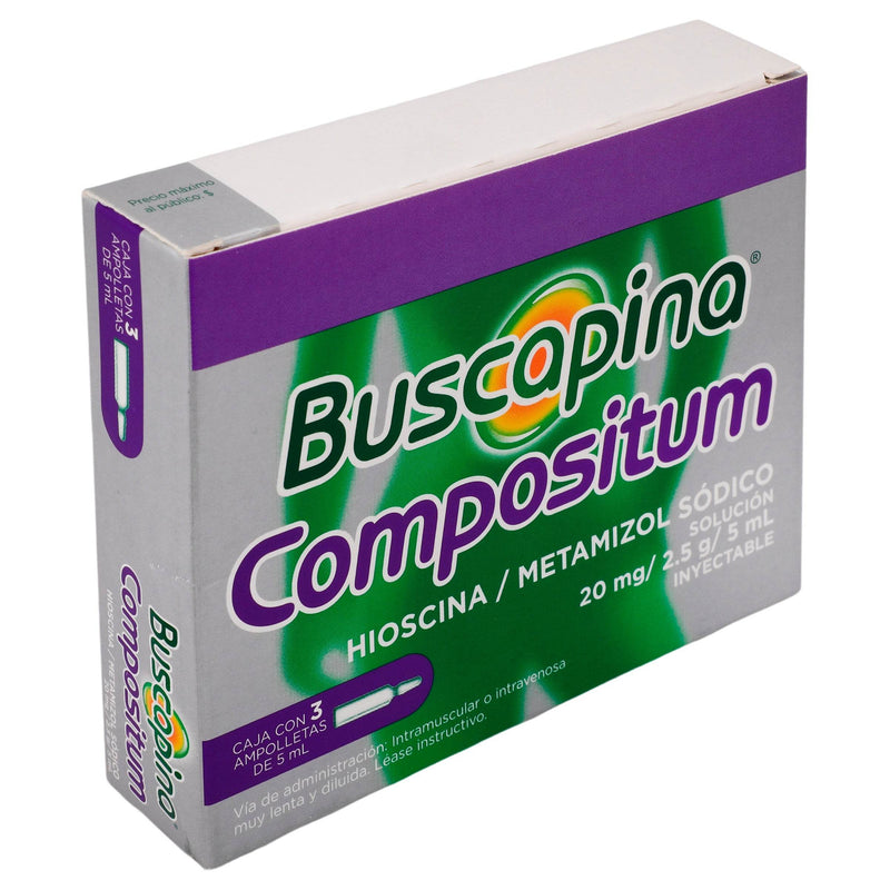 Buscapina Compositum 20Mg/2.5G/5Ml Con 3 Ampulas (Hioscina/Metamizol) - WeCare Pharma