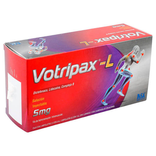 Votripax-L 5Mg/3Ml Con 3 Ampulas (Diclofenaco/Lidocaina/Complejo B) - WeCare Pharma