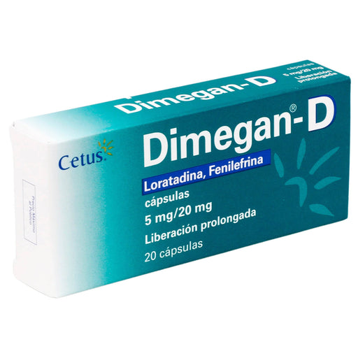 Dimegan-D 5Mg/20Mg Con 20 Capsulas (Loratadina/Fenilefrina) - WeCare Pharma