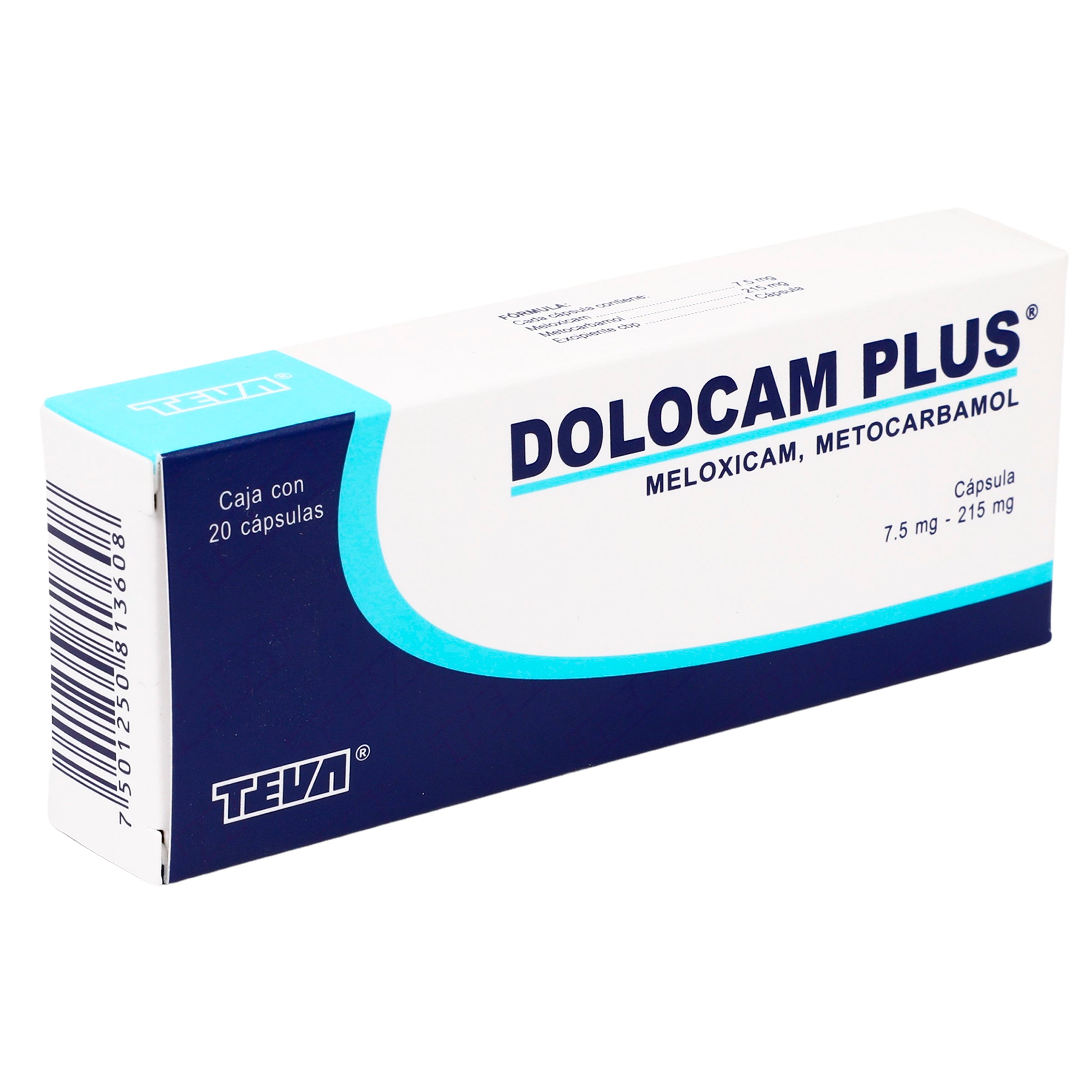 Dolocam Plus 7.5Mg/215Mg Con 20 Capsulas (Meloxicam/Metocarbamol) 2 - 7501250813608