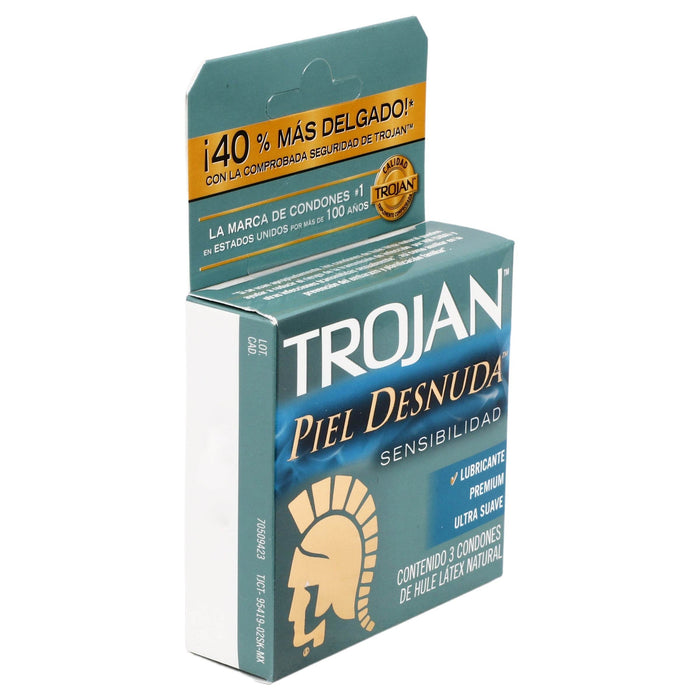 Condón Trojan Piel Desnuda Sensibilidad Con 3 - WeCare Pharma