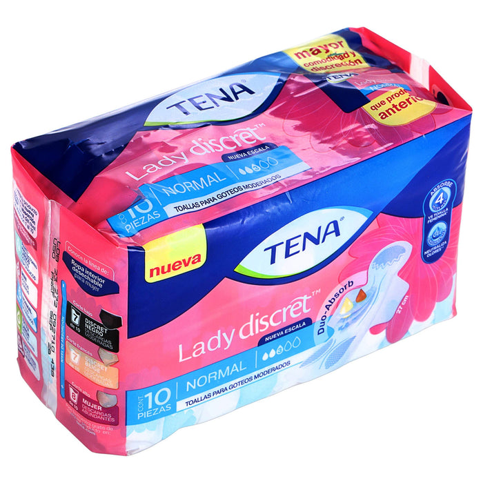 Toallas Para Incontinencia Tena Lady Discret Normal Con 10 - WeCare Pharma