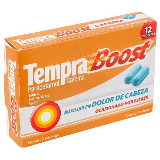 Tempra Boost 500Mg/65Mg Con 12 Tabletas (Paracetamol/Cafeina) - WeCare Pharma