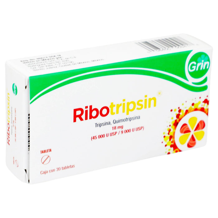 Ribotripsin 18Mg Con 30 Tabletas (Tripsina/Quimotripsina) - WeCare Pharma