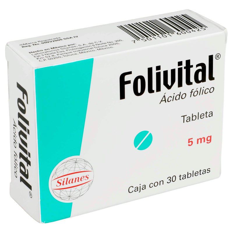 Folivital 5Mg Con 30 Tabletas (Acido Folico) - WeCare Pharma