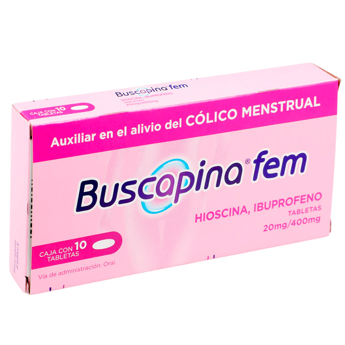 Buscapina Fem 20Mg/400Mg Con 10 Tabletas (Hioscina/Ibuprofeno) 2 - 7501165011656