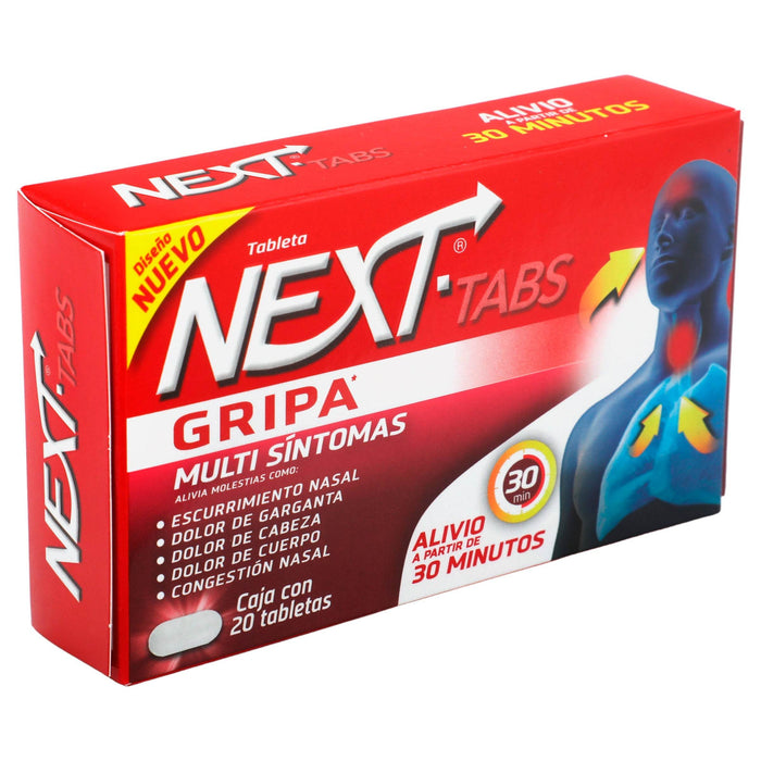 Next Tabletas 500Mg/25Mg/5Mg/4Mg Con 20 Tabletas (Paracetamol/Cafeina/Fenilefrina/Clorfenamina) - WeCare Pharma