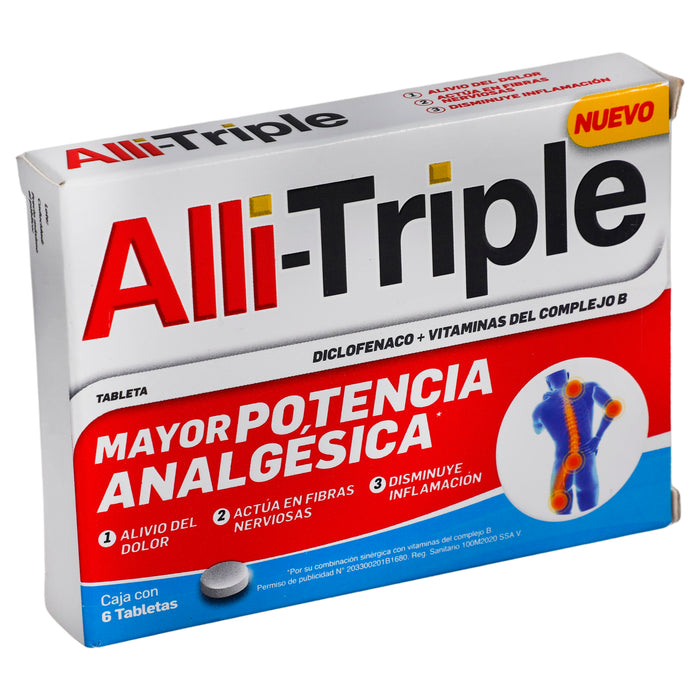 Alli-Triple 50/50Mg Con 6 Tabletas (Diclofenaco/Complejo B) 1 - 650240053634