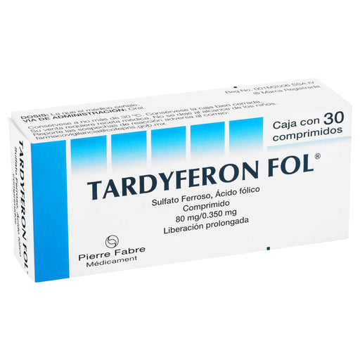 Tardyferon Fol 80Mg/0.35Mg Con 30 Comprimidos (Sulfato Ferroso/Acido Folico) - WeCare Pharma