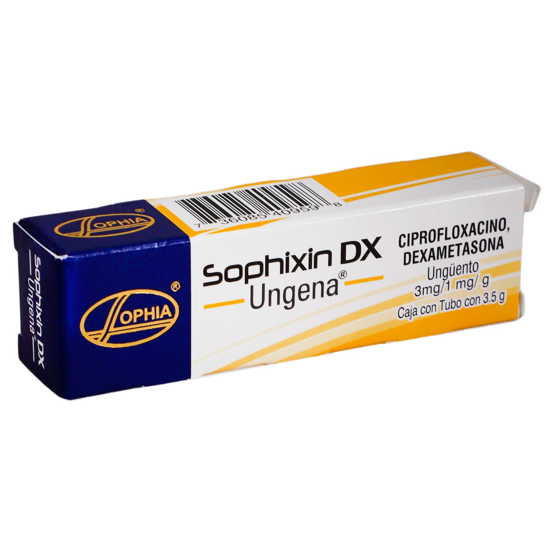 Sophixin Dx Ungena Ung 3Mg/1Mg/G 3.5G (Ciprofloxacino/Dexametasona) 2 - 736085409598