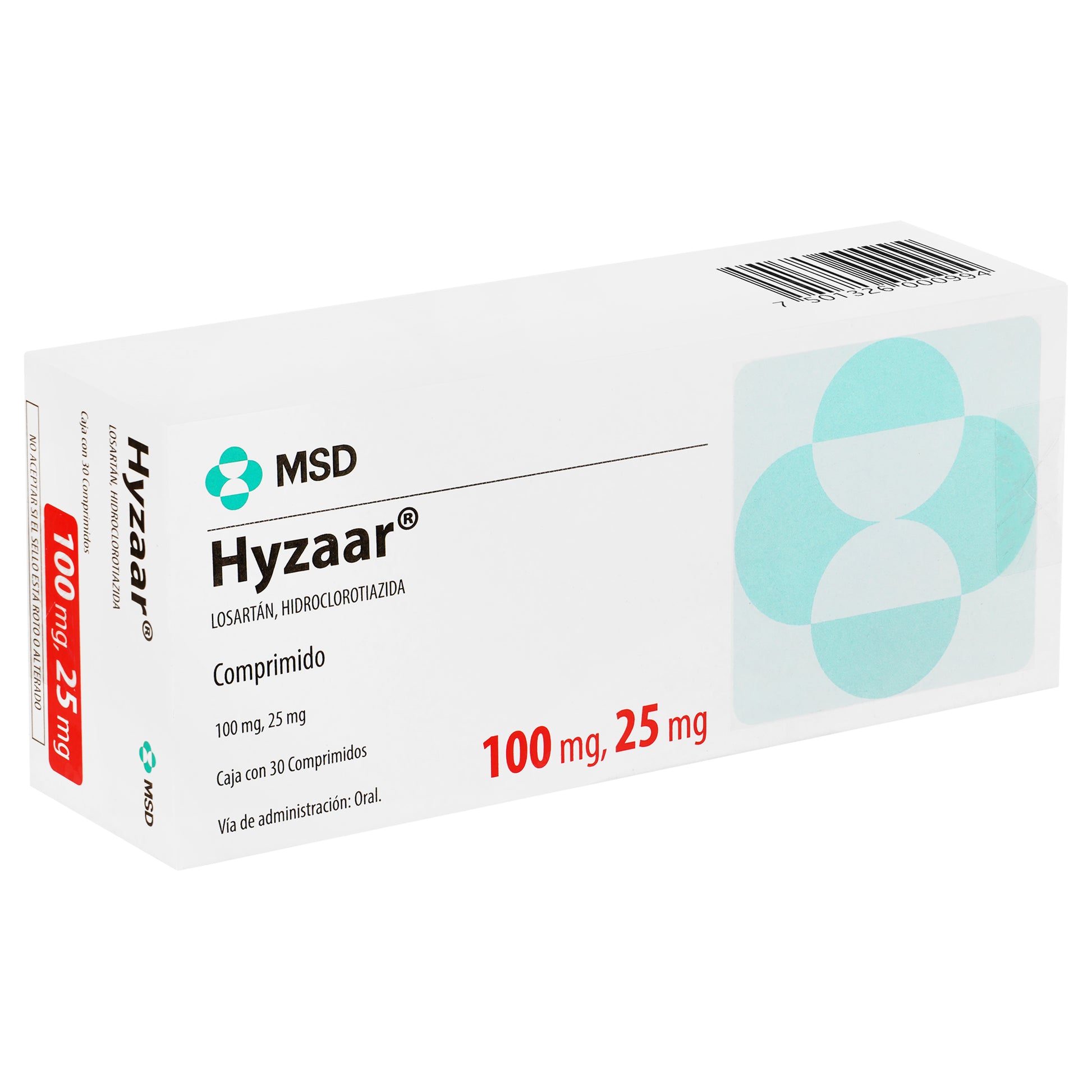 Hyzaar 100Mg/25Mg Con 30 Comprimidos (Losartan/Hidroclorotiazida) 3 - 7501326000994