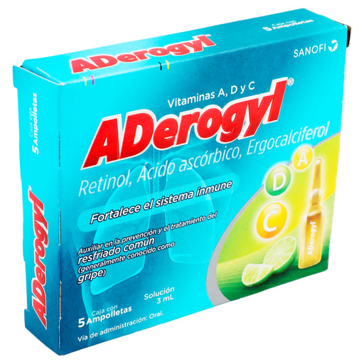 Aderogyl 3Ml Con 5 Ampulas (Retinol/Ac Ascorbico/Ergocalcifenol) 2 - 7501165003040