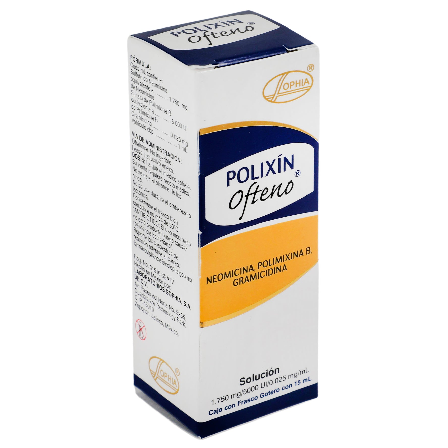 Polixin Ofteno Gotas 1.750Mg/5000Unid/0.025Mg 15Ml (Neomicina/Polimixina B/Gramicida) 2 - 736085171051