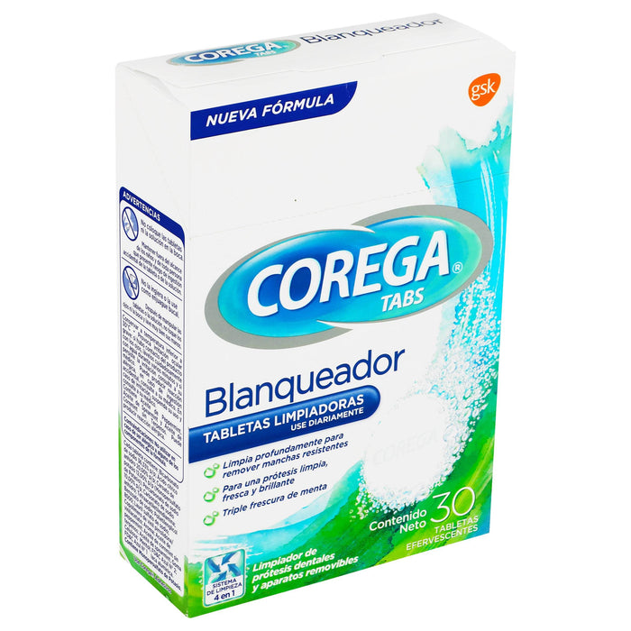 Corega Blanqueador Protesis Tabletas Efervecentes Con 30 - WeCare Pharma