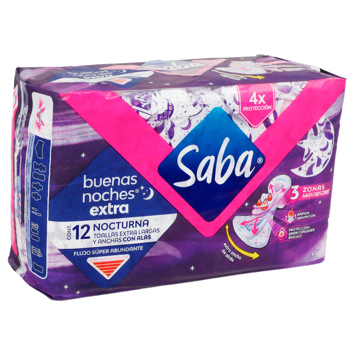 Toallas Saba Buenas Noches Extra Larga Con 12 - WeCare Pharma