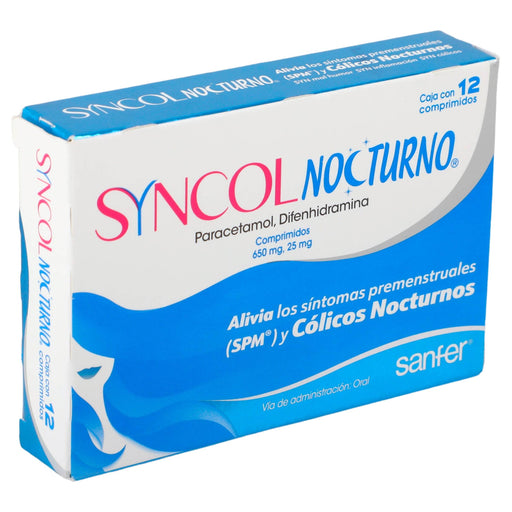Syncol Nocturno 650Mg/25Mg Con 12 Comprimidos (Paracetamol/Difenhidramina) - WeCare Pharma