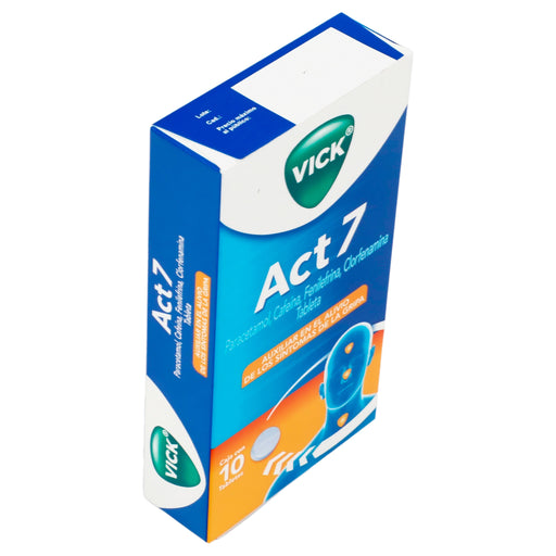 Vick Act 7 500Mg/25Mg/5Mg/4Mg Con 10 Tabletas (Paracetamol/Cafeina/Fenilefrina/Clorfenamina) 2 - 7500435202114