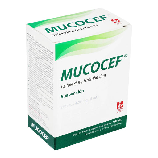 Mucocef (Cefalexina/Bromhexina) Suspensión 250Mg Con 100Ml - WeCare Pharma