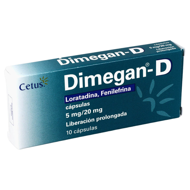 Dimegan D 5Mg/20Mg Con 10 Capsulas (Loratadina-Fenilefrina) - WeCare Pharma
