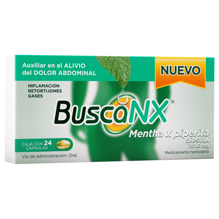 Buscanx Alivia Dolor Abdominal 181.6 Mg Mta-Piperita 24 Cápsulas - WeCare Pharma