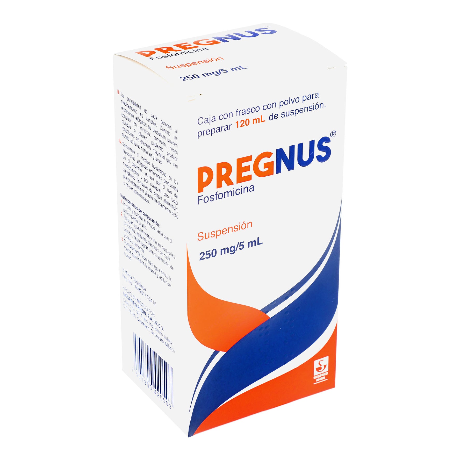 Pregnus Suspensión 250Mg/5Ml 120Ml (Fosfomicina) 2 - 7501300420503