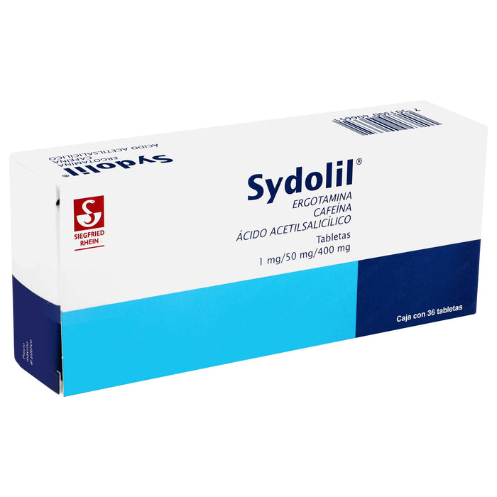 Sydolil (Ergotamina/Cafeina/Acido Acetilsalicilico) Tabletas 1Mg/50Mg/400Mg Con 36 - WeCare Pharma