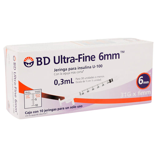 Jeringa Insulina Ultrafine Bd 3Ml 31Gx6Mm Con 10 - WeCare Pharma
