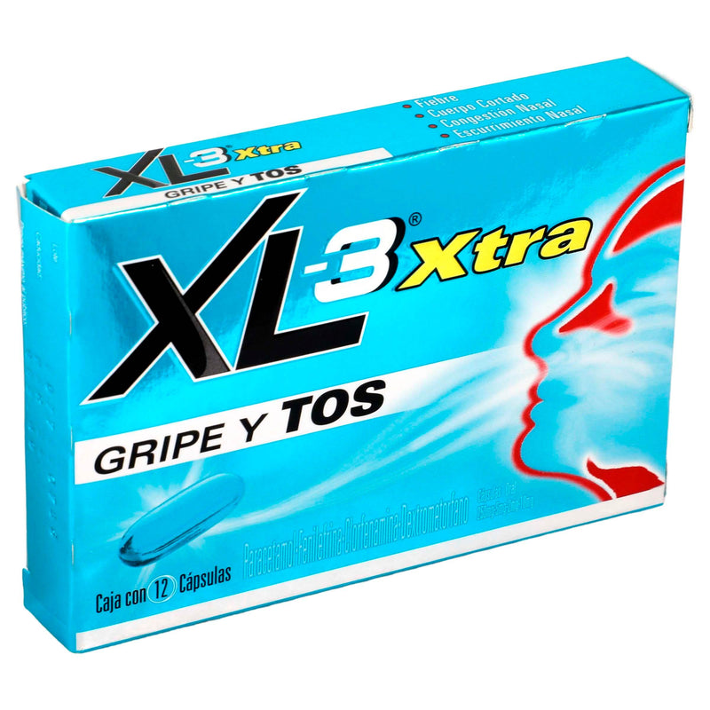 Xl-3 Xtra 2Mg/5Mg/10Mg/250Mg Con 12 Capsulas (Clorfenamina/Fenilefrina/Dextrometorfano/Paracetamol) - WeCare Pharma